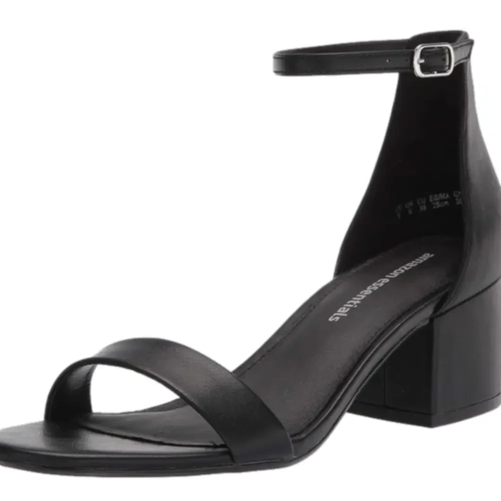 Amazon Essentials Ankle Strap Sandal Low Heeled Shoes Black